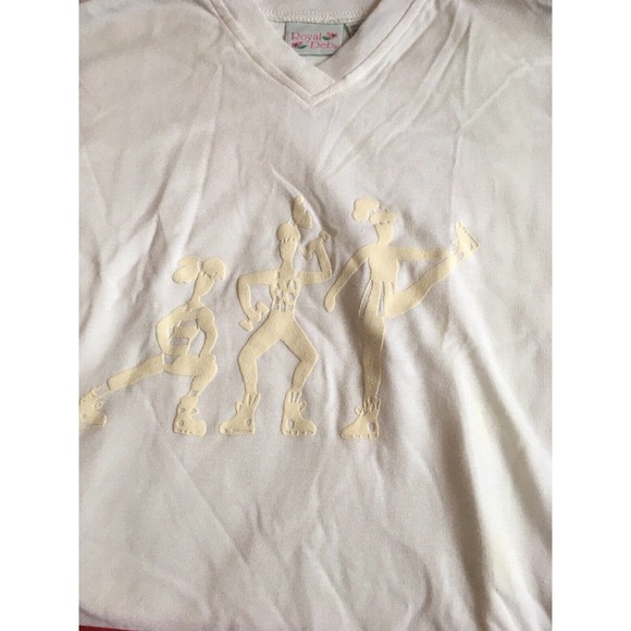 VTG Royal Deb Girls 80s 90s Workout Athletic White Red Grey Stripe Shirt 10 12 - Picture 4 of 10